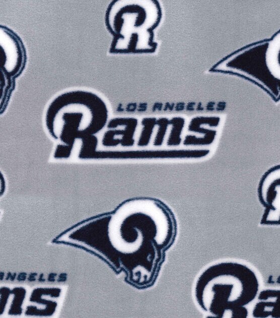 Fabric Traditions Los Angeles Rams Fleece Fabric Logos on Gray