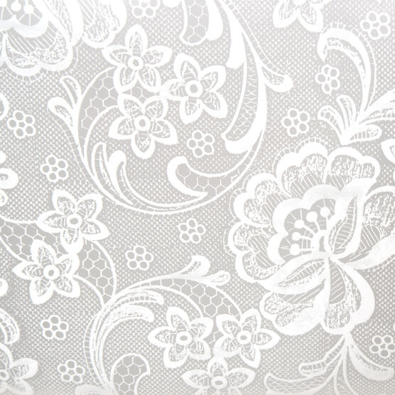White Lace Printed Clear Vinyl
