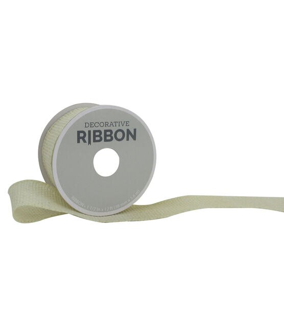 Decorative Ribbon 1.5" Solid Burlap Ribbon Ivory