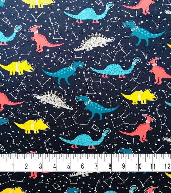 Space Dinosaur Interlock Knit Fabric by POP!, , hi-res, image 1