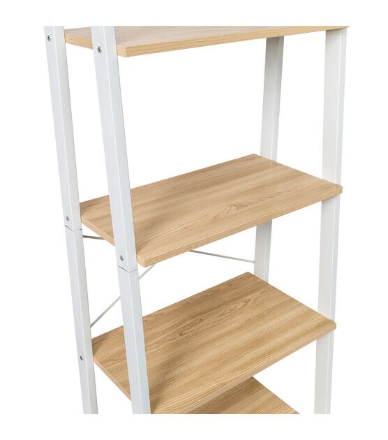 Honey Can Do 22" x 67.5" Wood & Metal 5 Tier A Frame Ladder Shelf 50lbs, , hi-res, image 5