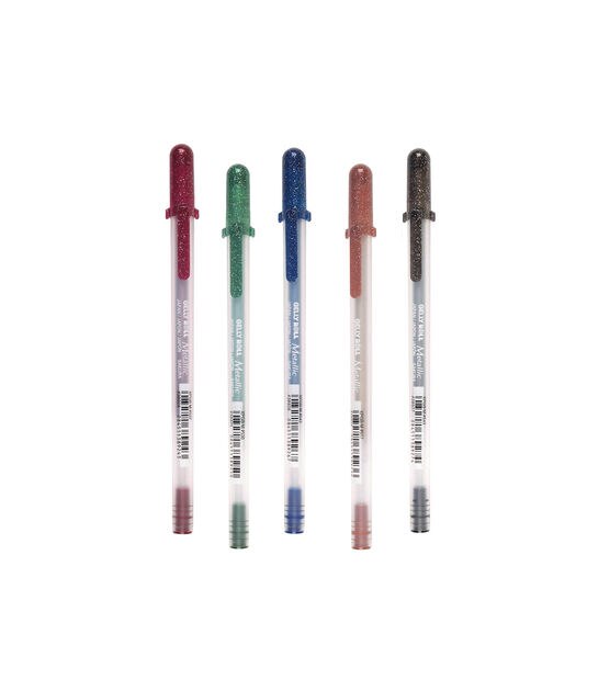 Sakura Gelly Roll Metallic Medium Point Pens, Sepia, Burgundy, Hunter, Blue & Black - 5 Pack