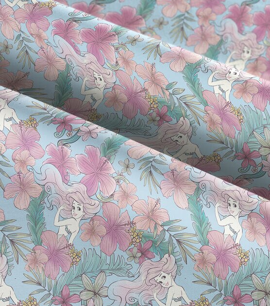 Disney Cotton Fabric Ariel Floral, , hi-res, image 4