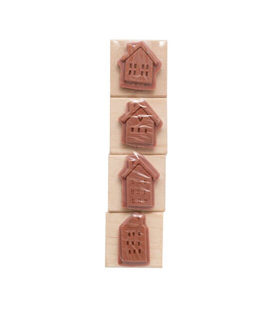American Crafts Wooden Stamp Set Houses, , hi-res, image 2