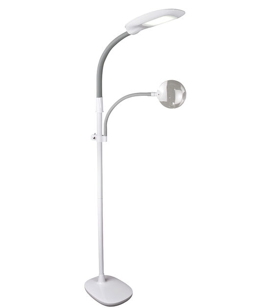 OttLite 64" EasyView LED Craft Floor Lamp With Magnifier