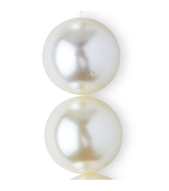 7" White Aurora Borealis Plastic Pearl Bead Strand by hildie & jo, , hi-res, image 3