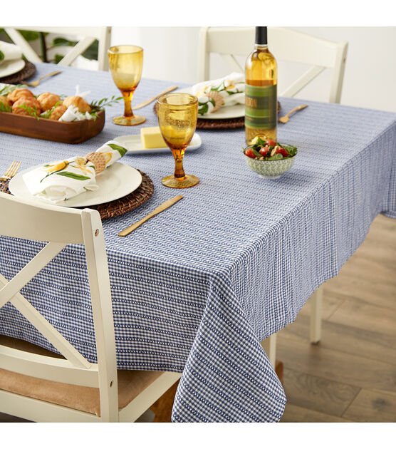 Design Imports Farmhouse Gingham Tablecloth 52x52 French Blue, , hi-res, image 3