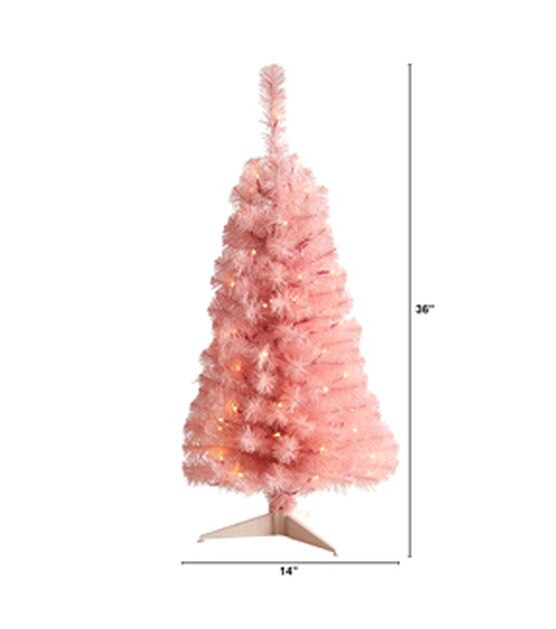 Nearly Natural 3' Warm White Pre Lit Pink Pine Christmas Tree, , hi-res, image 2