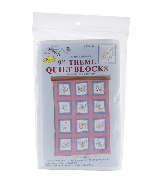 Jack Dempsey 9" Butterflies Themed Stamped Quilt Blocks 12pk