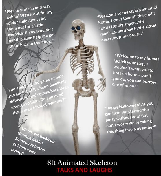 8' Halloween Animated Skeleton by Place & Time, , hi-res, image 2