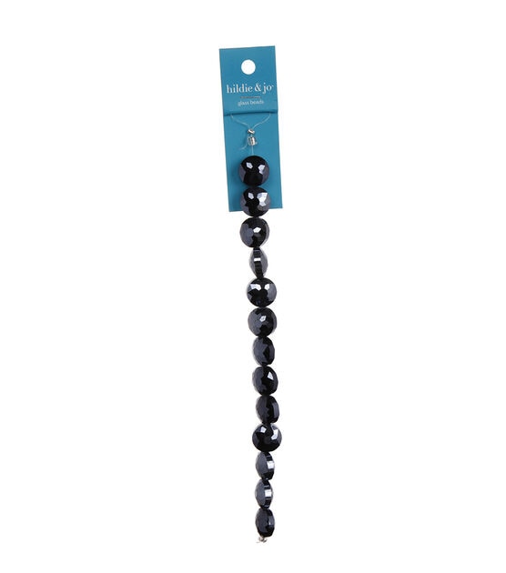 7" Hematite Faceted Coin Crystal Glass Bead Strand by hildie & jo