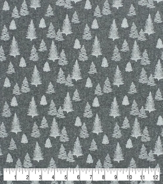 White Trees on Gray Christmas Cotton Fabric, , hi-res, image 3