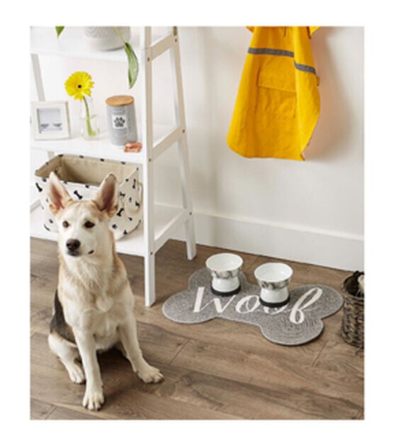 Design Imports Gray Woof Bone Pet Mat 16" x 24", , hi-res, image 6