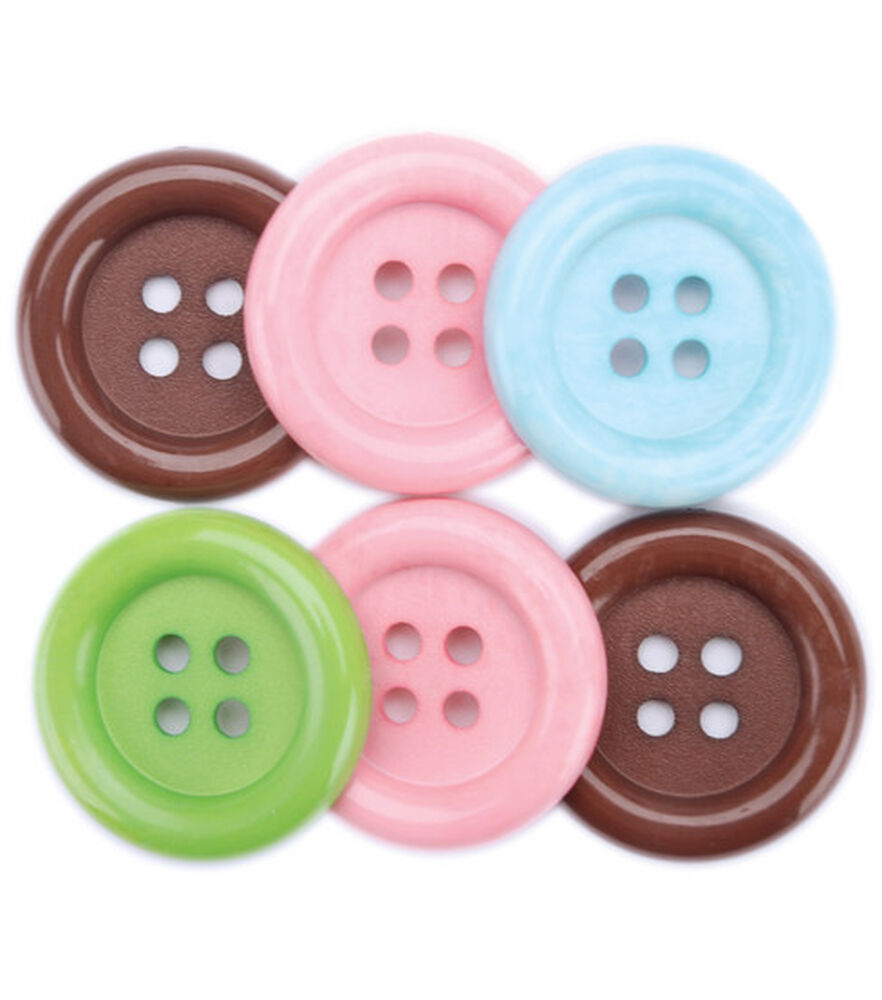 Favorite Findings 1 1/4" Round 4 Hole Buttons 6ct, Big Clean, swatch