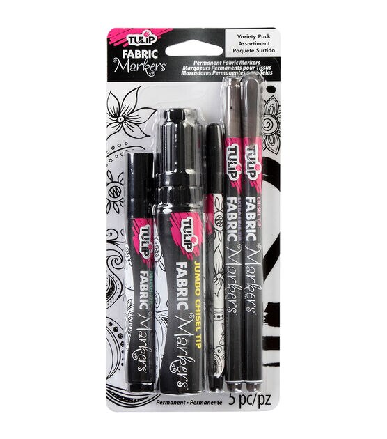 Tulip Fabric Markers Variety Pack 5 Pkg Black Assorted Tips