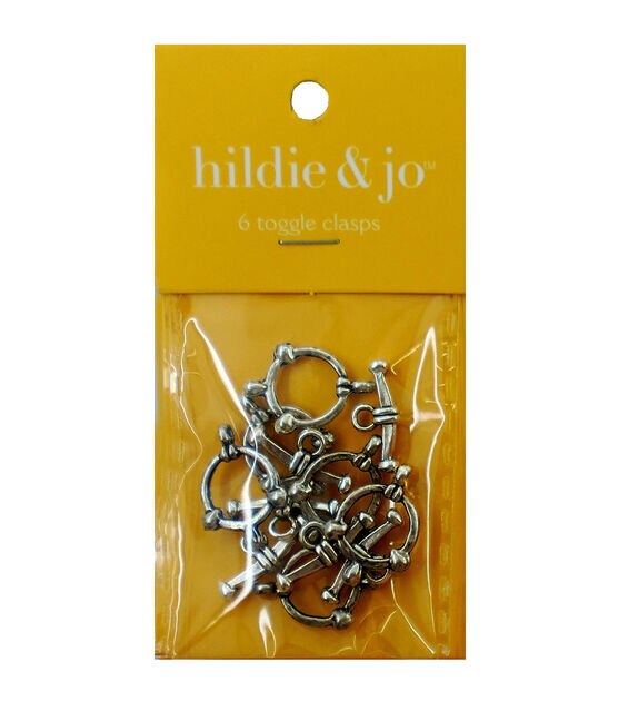 6pk Antique Silver Metal Drop T Bent Toggle Clasps by hildie & jo