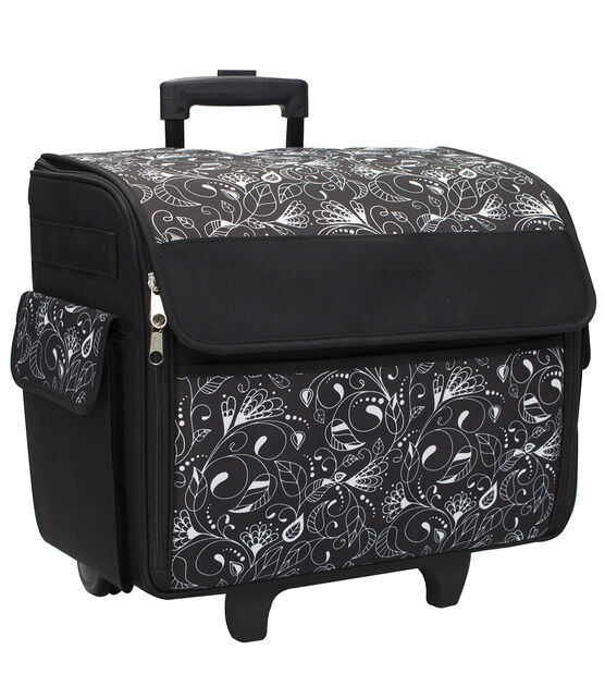 Everything Mary Black Stamped Rolling Sewing Machine Tote - Sewing Machine  Case Fits Most Standard Brother & Singer Sewing Machines 