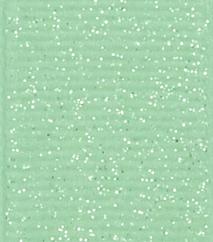 Offray 7/8" x 9' Glitter Grosgrain Ribbon, Aqua Glitter, swatch, image 1