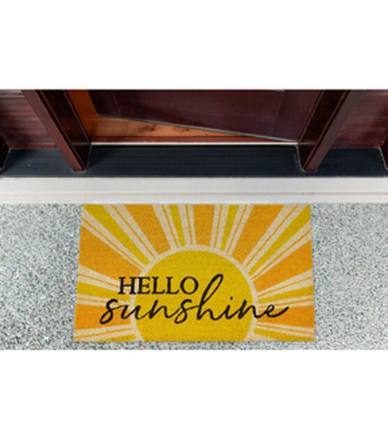 Design Imports 17" x 29" Yellow Hello Sunshine Coir Door Mat, , hi-res, image 4
