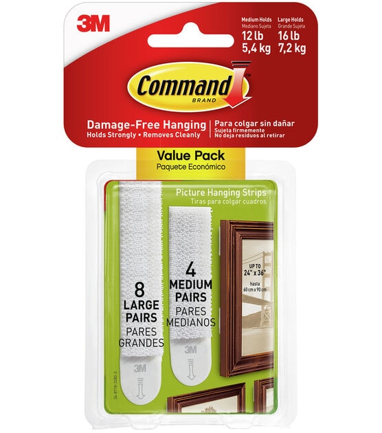 Command 24ct White Medium & Large Picture Hanging Strips