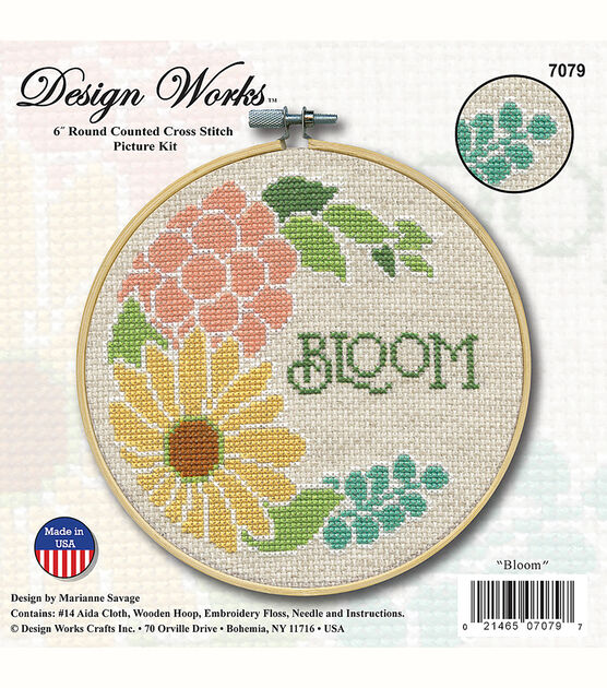 Design Works 6" Bloom Round Counted Cross Stitch Kit, , hi-res, image 3