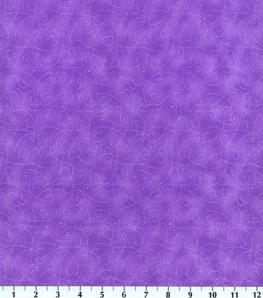 Fabric Traditions Hearts Cotton Fabric by Keepsake Calico, Purple, swatch