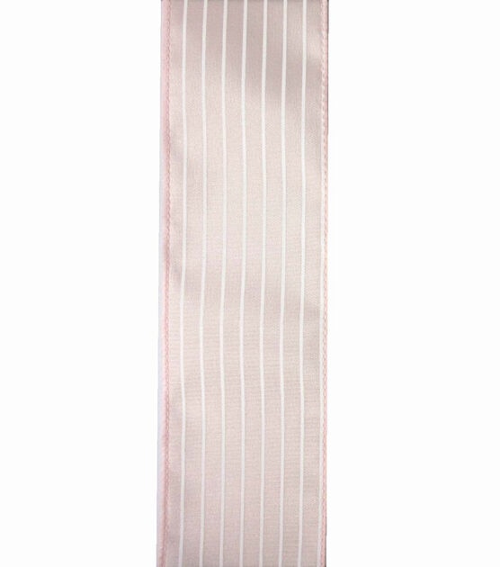 Save the Date 2.5" x 15' White Stripes on Blush Ribbon, , hi-res, image 2