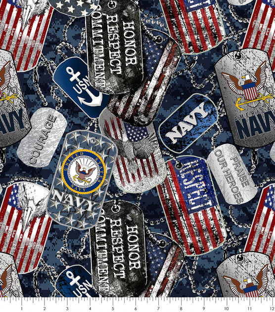 Military Cotton Fabric Navy Dog Tags