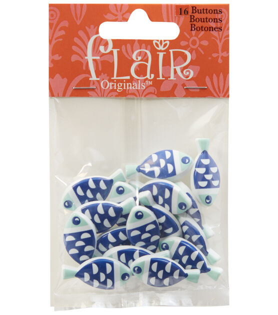 Flair Originals 1" Fish Shank Buttons 16pk