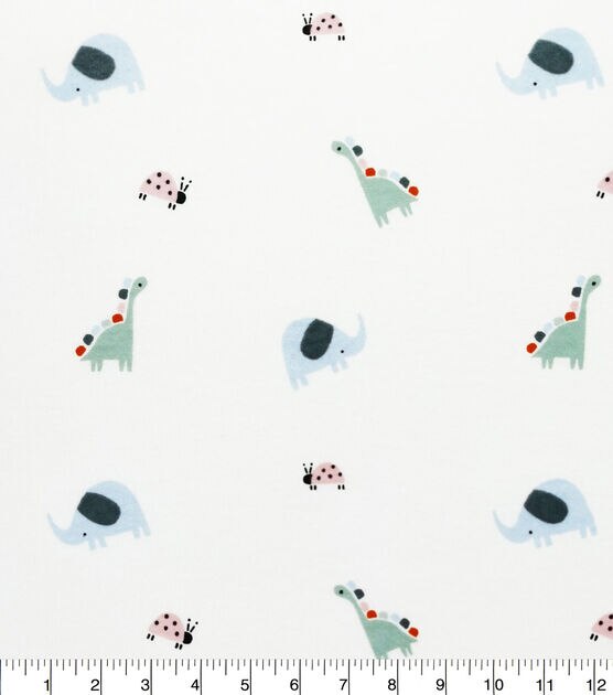 Animals on White Nursery Flannel Fabric by Lil' POP!, , hi-res, image 3