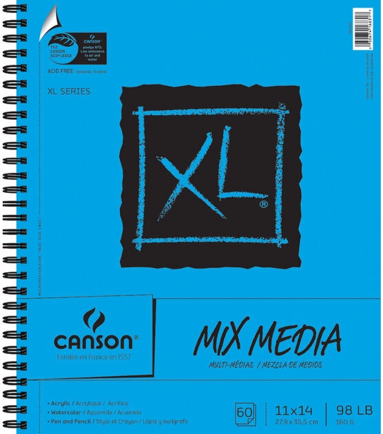Canson XL Spiral Multi Media Paper Pad 11"X14" 60 Sheets