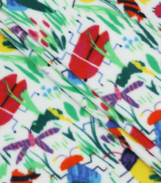 Watercolor Insects Anti Pill Fleece Fabric, , hi-res, image 2