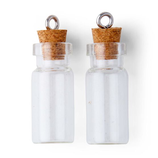 38mm x 12mm Glass Bottles With Cork Charm 2pk by hildie & jo, , hi-res, image 2