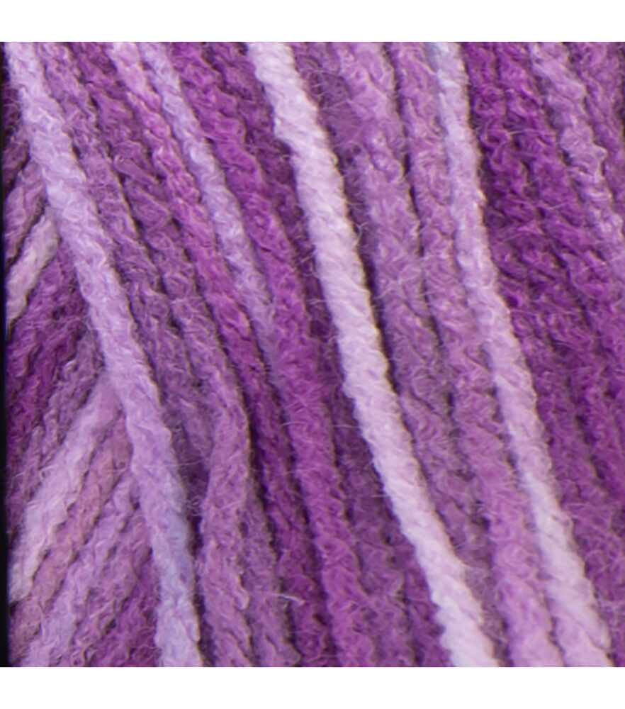 Red Heart Super Saver Worsted Acrylic Clearance Yarn, Purple Tones, swatch, image 1