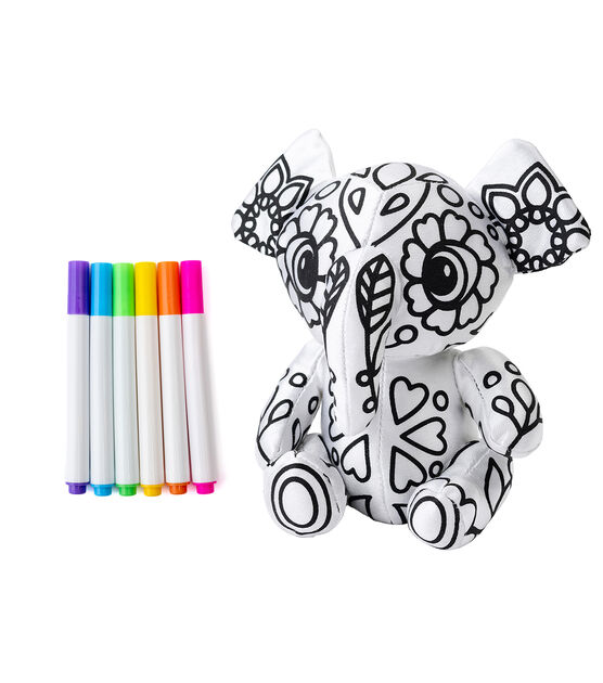 American Crafts 7pc Make It Colorful Stuffed Mini Elephant Kit, , hi-res, image 3
