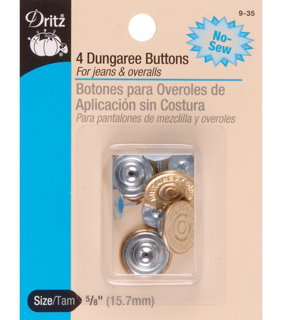 Dritz 5/8" Dungaree Buttons, 4 pc, Nickel, , hi-res, image 1