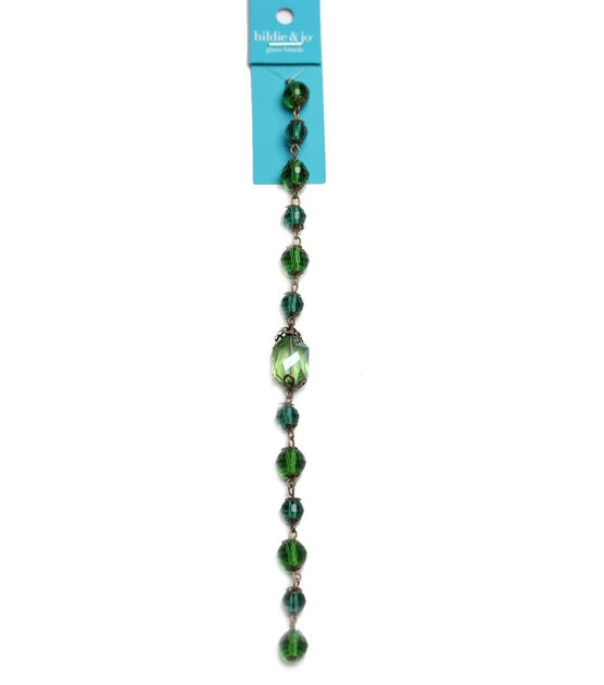 8" Green Glass Strung Beads by hildie & jo