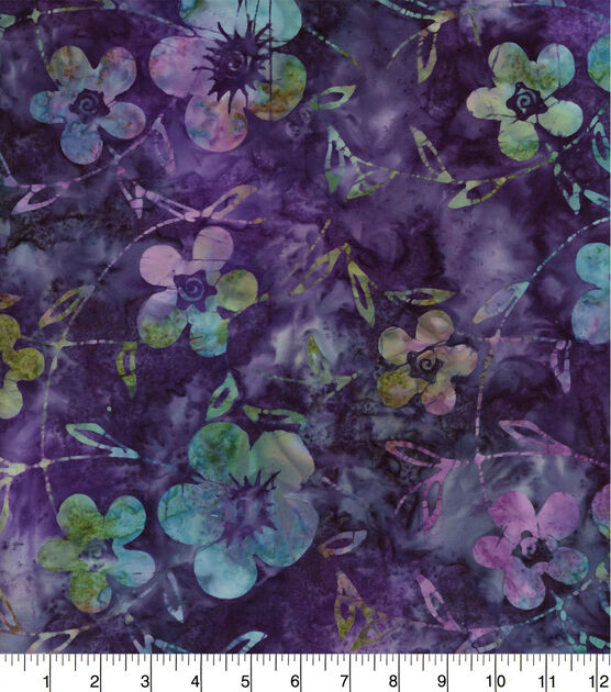 Legacy Studio Batik Cotton Fabric  Purple Blue Floral