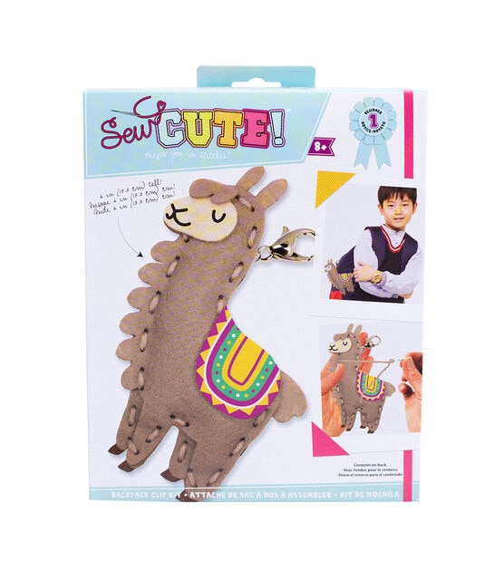 American Crafts 10pc Sew Cute Felt Llama Backpack Clip Kit