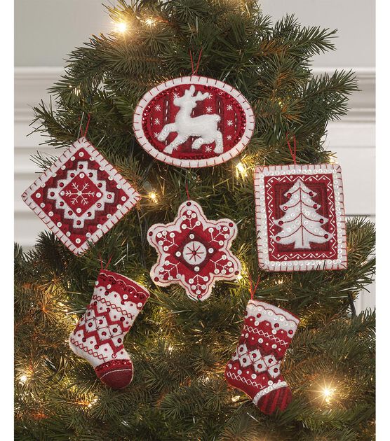 Bucilla Felt Ornaments Applique Kit Set of 6 - Nordic Christmas