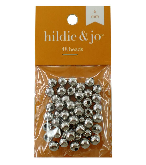 6mm Silver Large Hole Round Metal Beads 48pc by hildie & jo