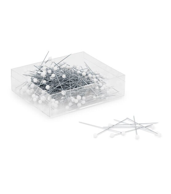 Dritz 1-3/8" Extra-Fine Glass Head Pins, 250 pc, White, , hi-res, image 3