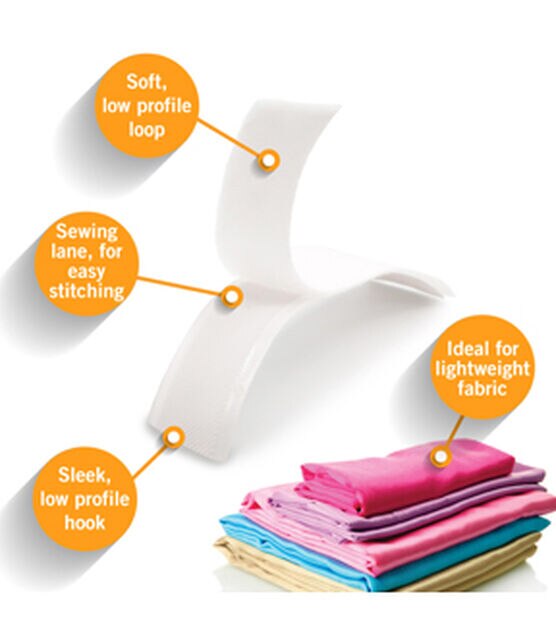 Velcro Sleek and Thin Sew-On Fastener White, , hi-res, image 2