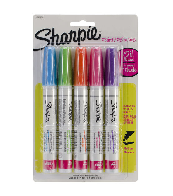 Sharpie Oil Based Paint Marker Set 5 Pkg Aqua,Orange,Lime,Green,Pink and Purple