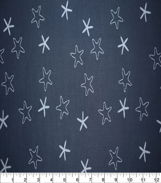 Starfishes on Navy Quilt Cotton Fabric by Quilter's Showcase