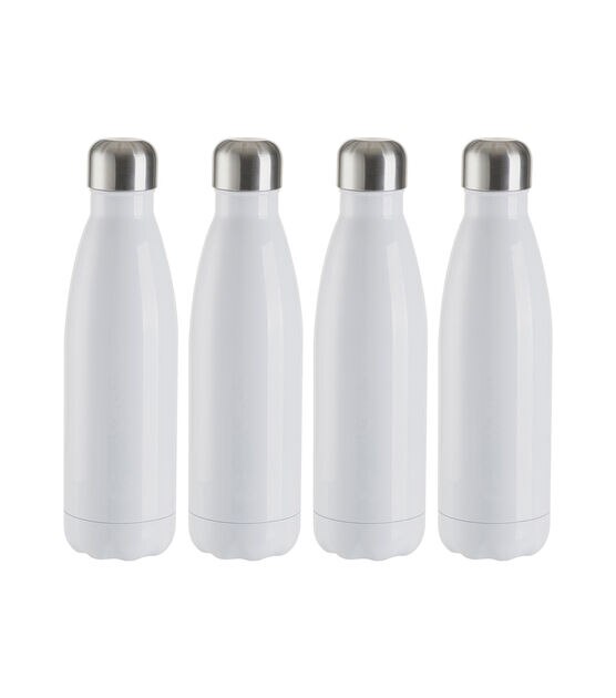 Craft Express 17oz White Stainless Steel Cola Shaped Bottle 4pk