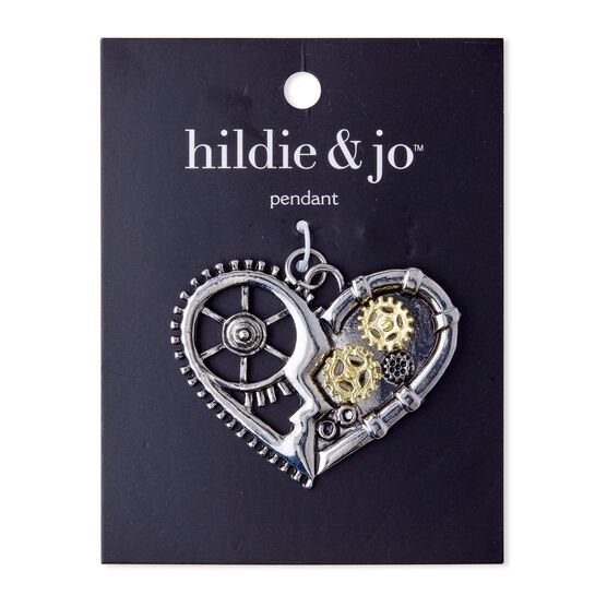 Silver & Gold Gear Heart Pendant by hildie & jo