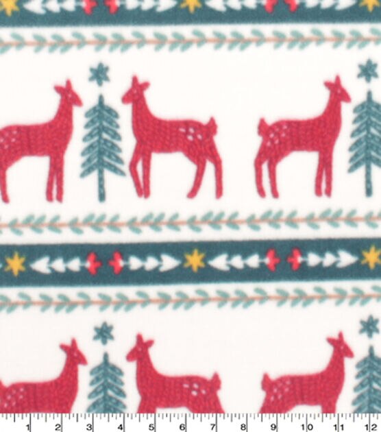 Red Fair Isle Reindeer Anti Pill Fleece Fabric, , hi-res, image 3