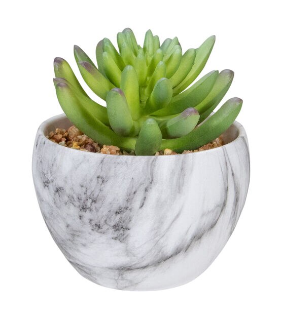 Northlight 4.25" Green Artificial Succulent in Faux Marble Pot