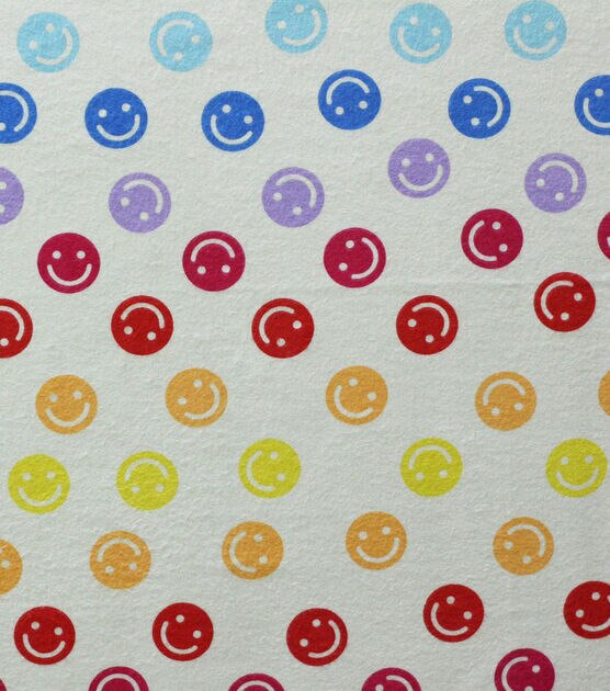 Multi Color Smiley Faces Super Snuggle Flannel Fabric